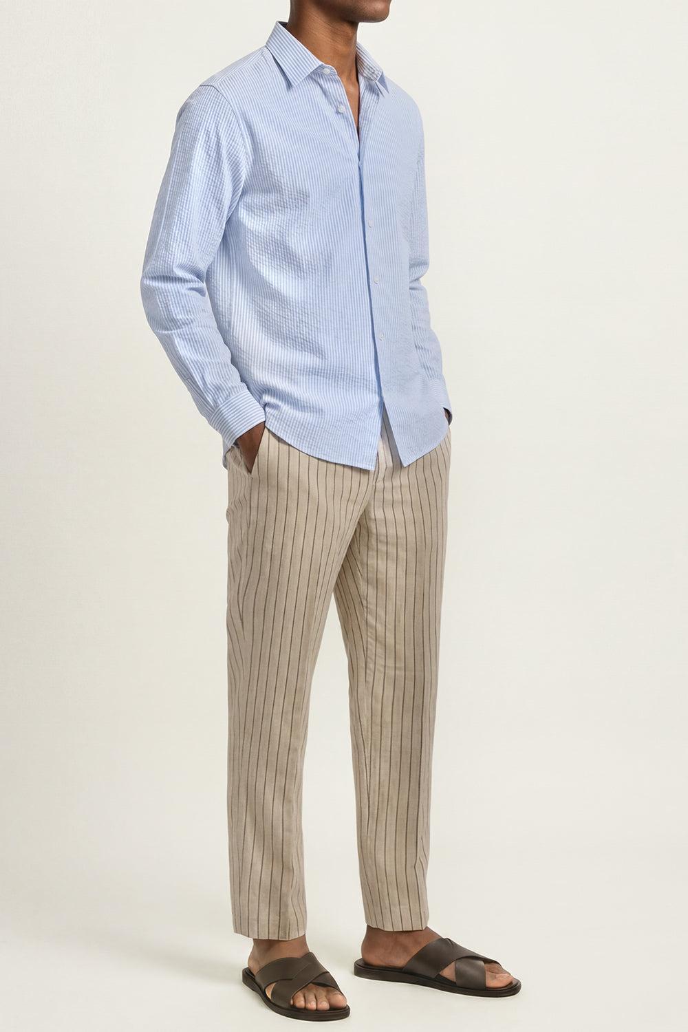 Justin Seersucker Stripe Shirt-STRIPE-S-MENSCLOTHINGSHIRT-ORLEBAR BROWN