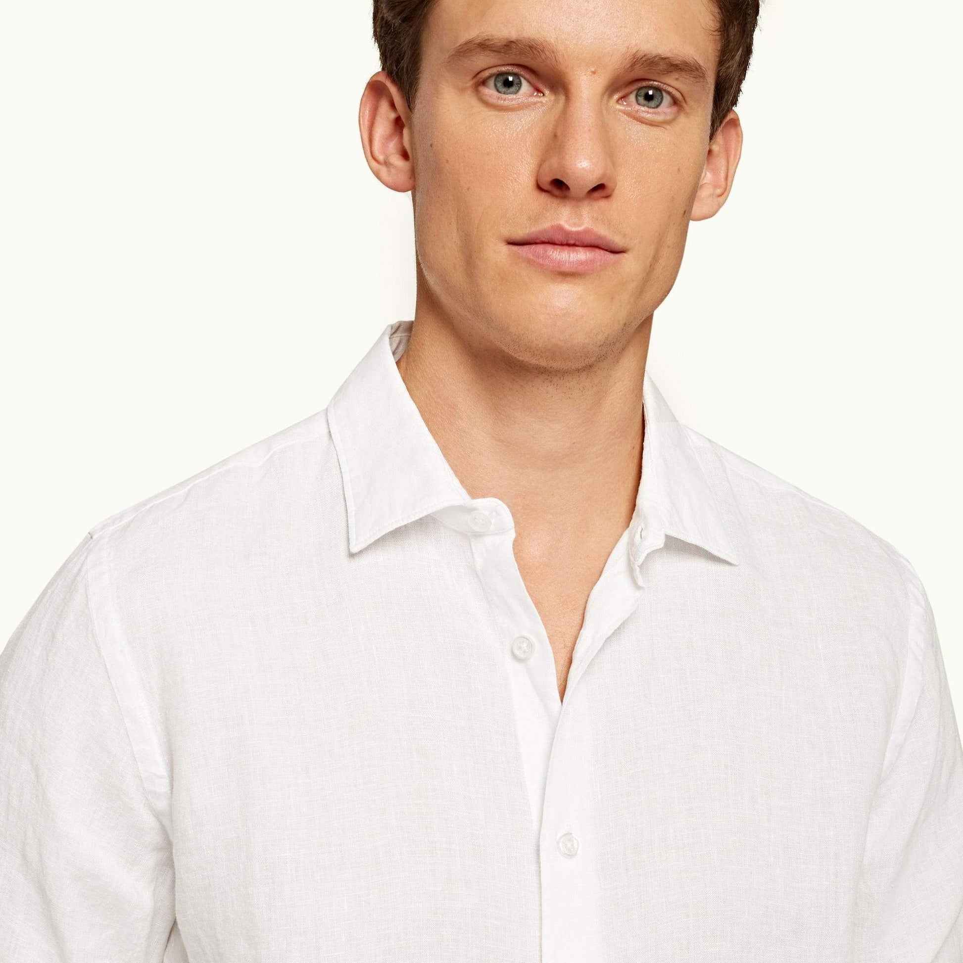 ORLEBAR BROWN-Giles Linen White Tailored-Fit Shirt-