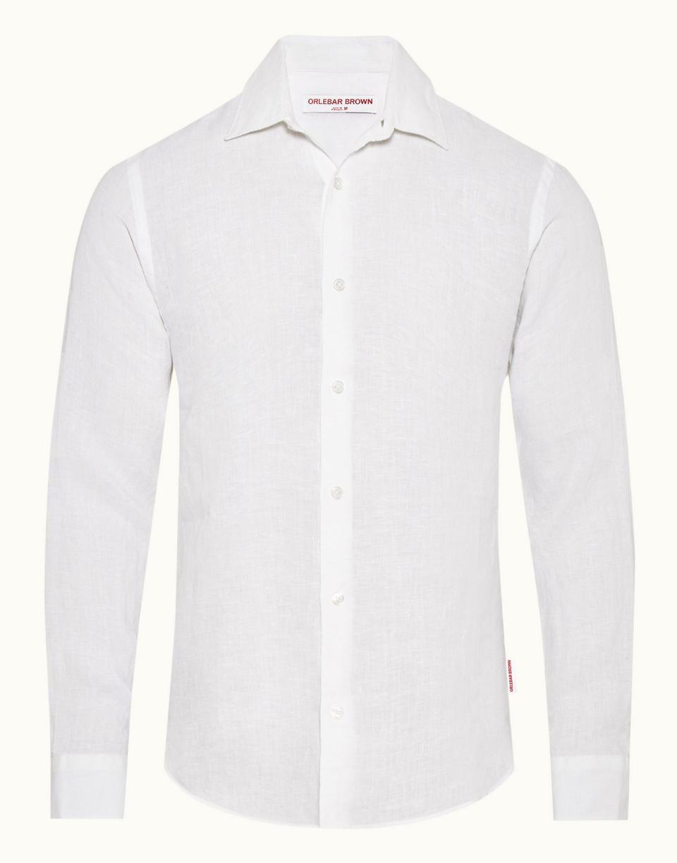 ORLEBAR BROWN-Giles Linen White Tailored-Fit Shirt-