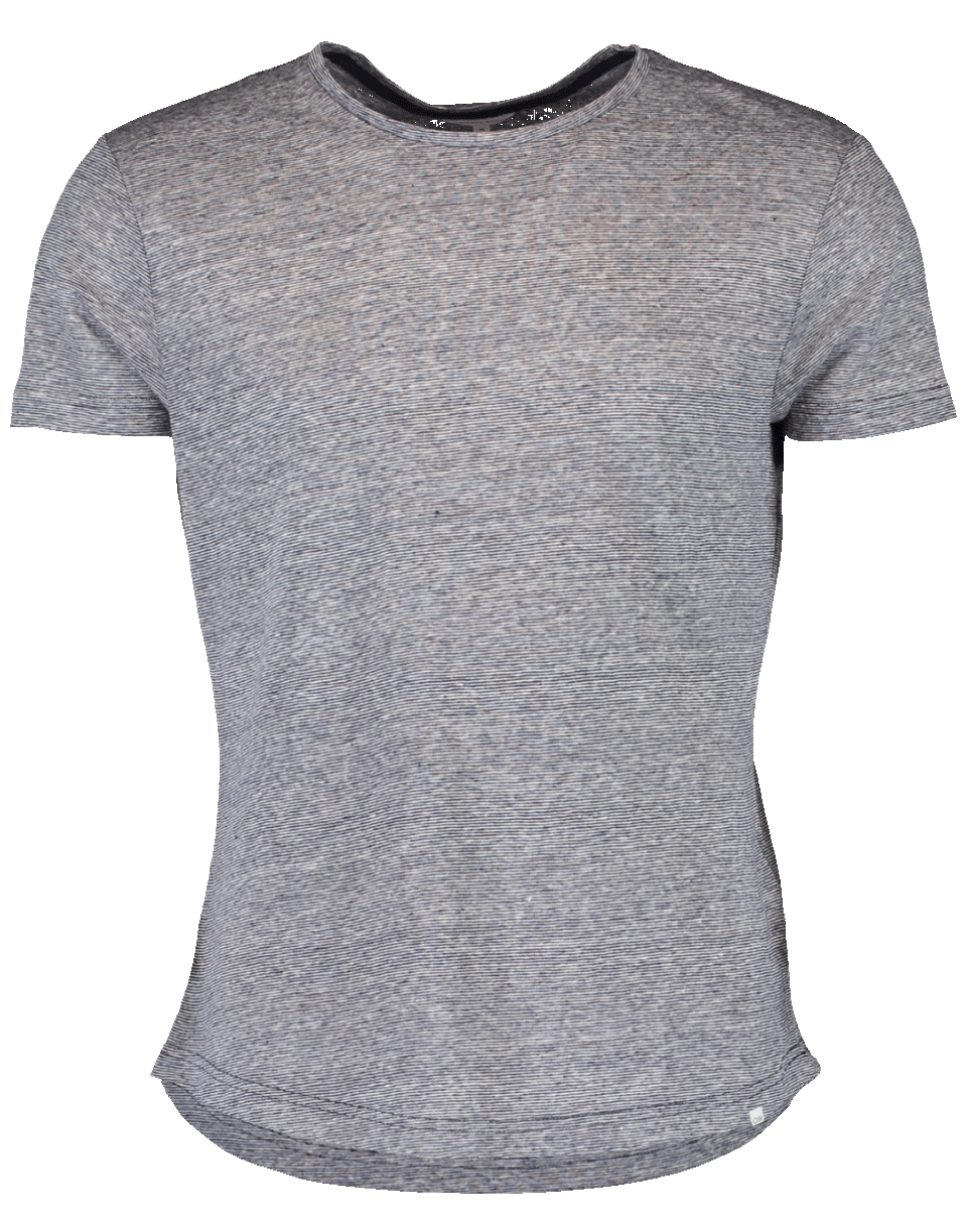 ORLEBAR BROWN-OB-T Linen Navy Stripe Tailored-Fit Crew Neck T-Shirt-
