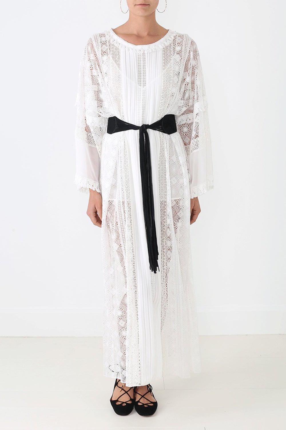 OSCAR DE LA RENTA-Woven Tie Front Leather Belt-