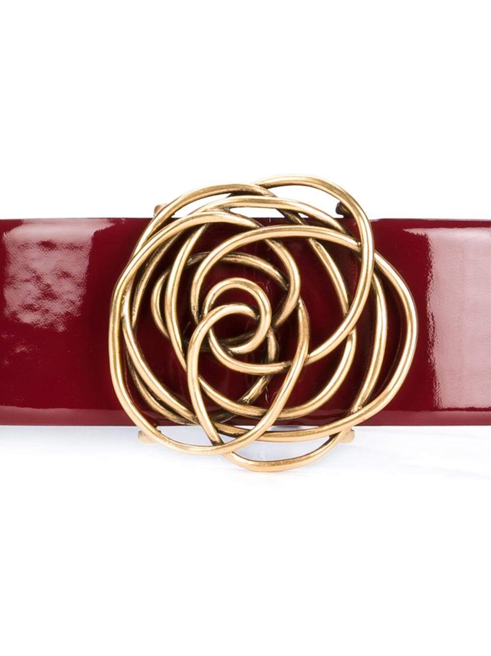OSCAR DE LA RENTA-Gold Flower Wide Belt-
