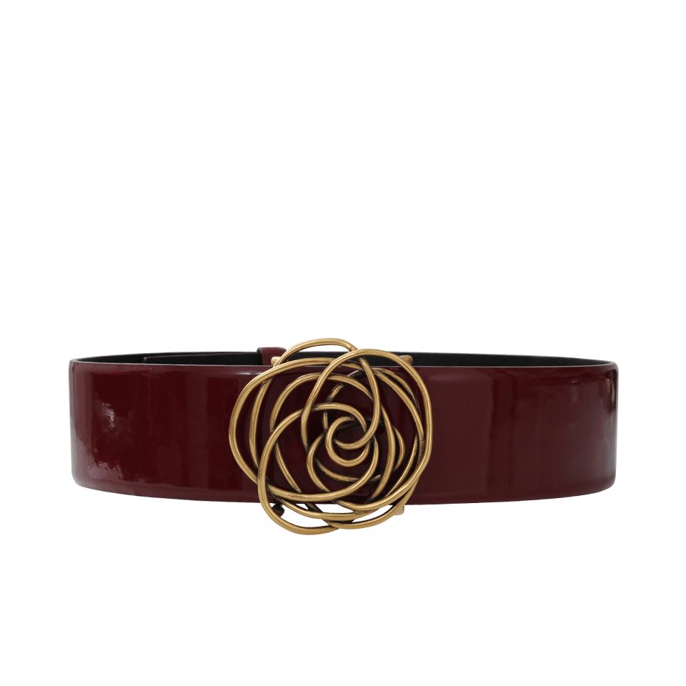 OSCAR DE LA RENTA-Gold Flower Wide Belt-