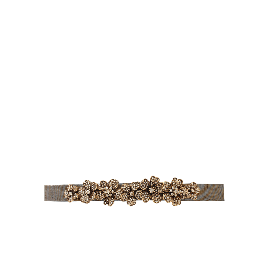 OSCAR DE LA RENTA-Skinny Flower Buckle Belt-