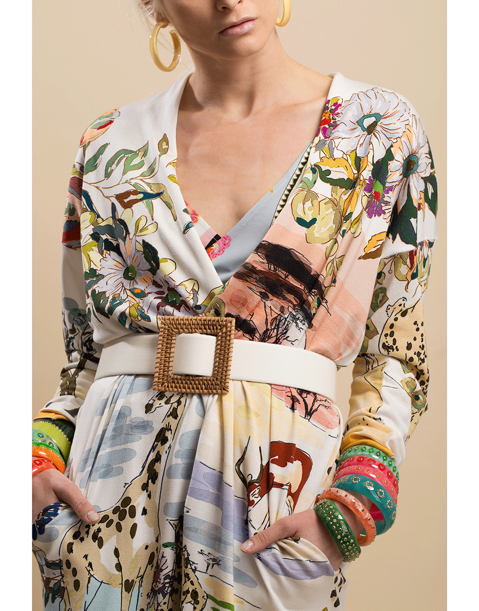 OSCAR DE LA RENTA-Ivory Square Buckle Belt-