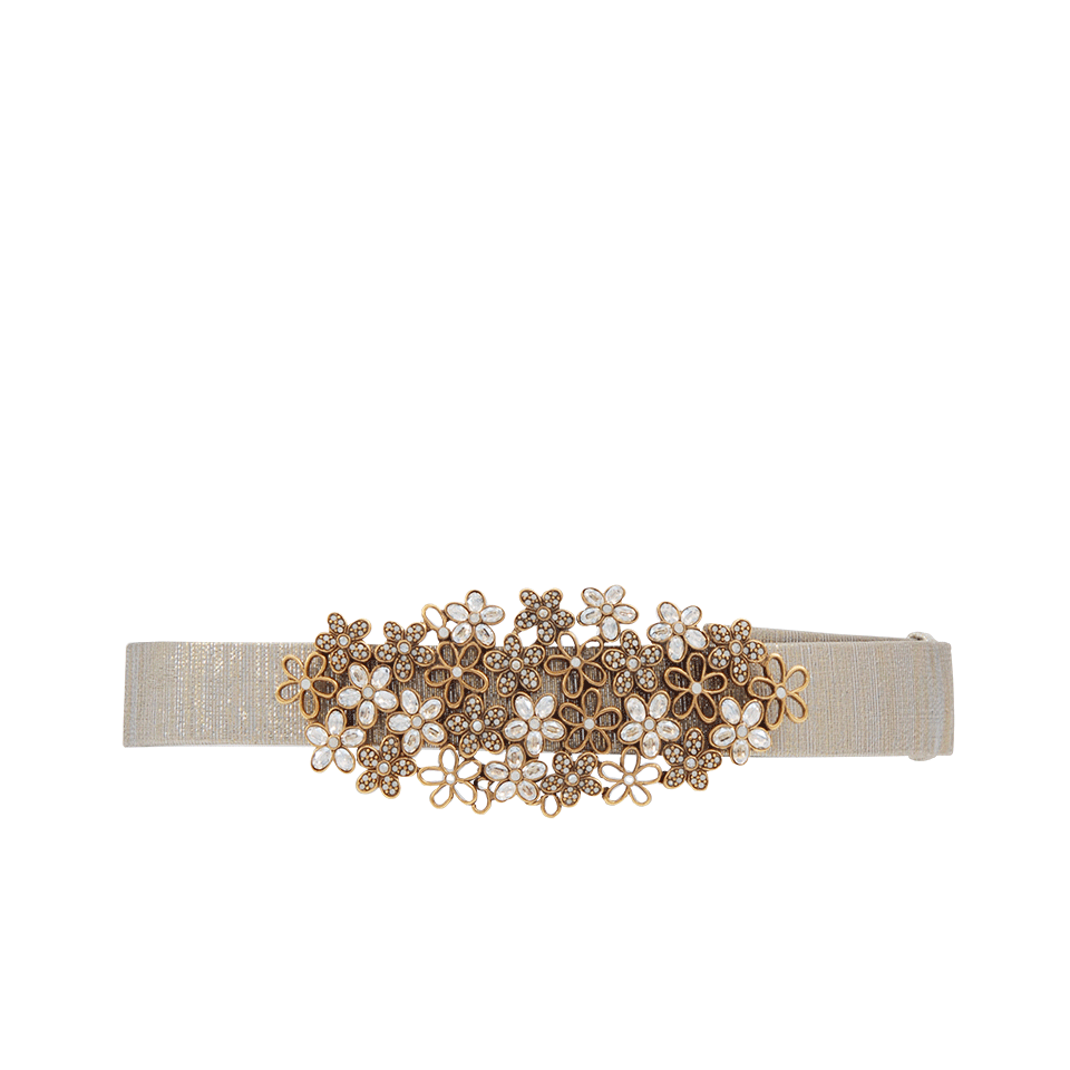 OSCAR DE LA RENTA-Lame Floral Buckle Belt-