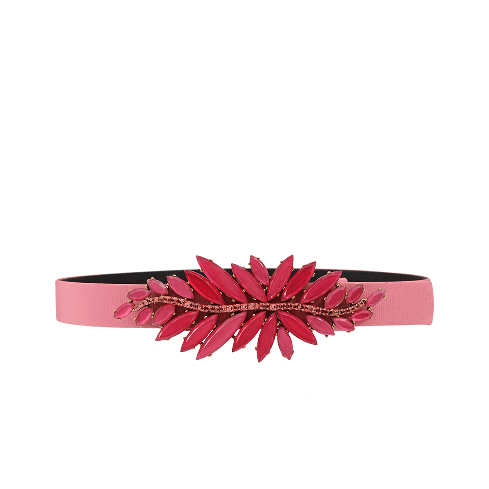OSCAR DE LA RENTA-Sorbet Satin Leaf Buckle Belt-