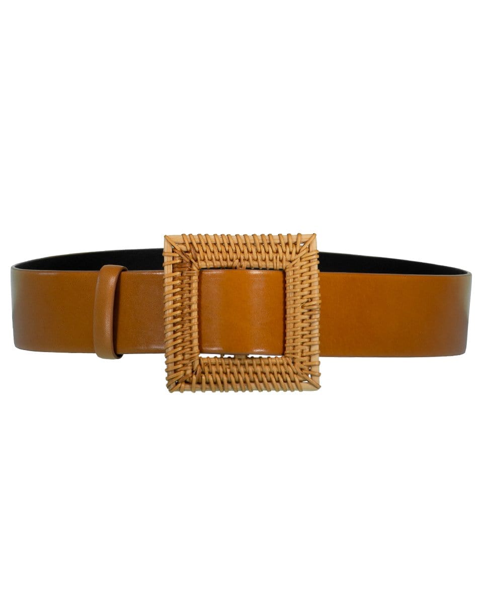 OSCAR DE LA RENTA-Tan Square Buckle Belt-