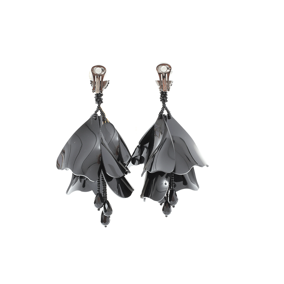 OSCAR DE LA RENTA-Impatiens Flower Drop Earrings-BLACK