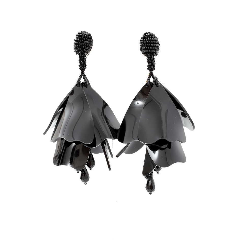 OSCAR DE LA RENTA-Impatiens Flower Drop Earrings-BLACK