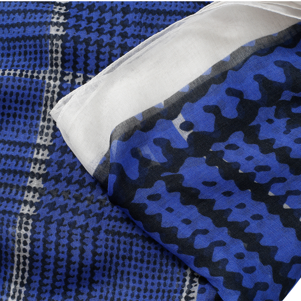 OSCAR DE LA RENTA-Glen Plaid Scarf-LAPIS
