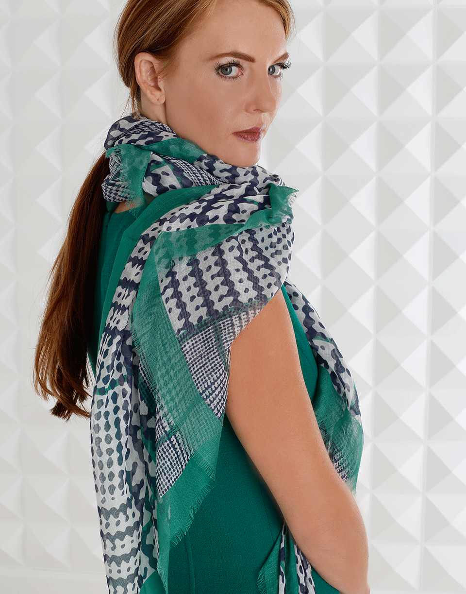 OSCAR DE LA RENTA-Glen Plaid Scarf-MALACITE