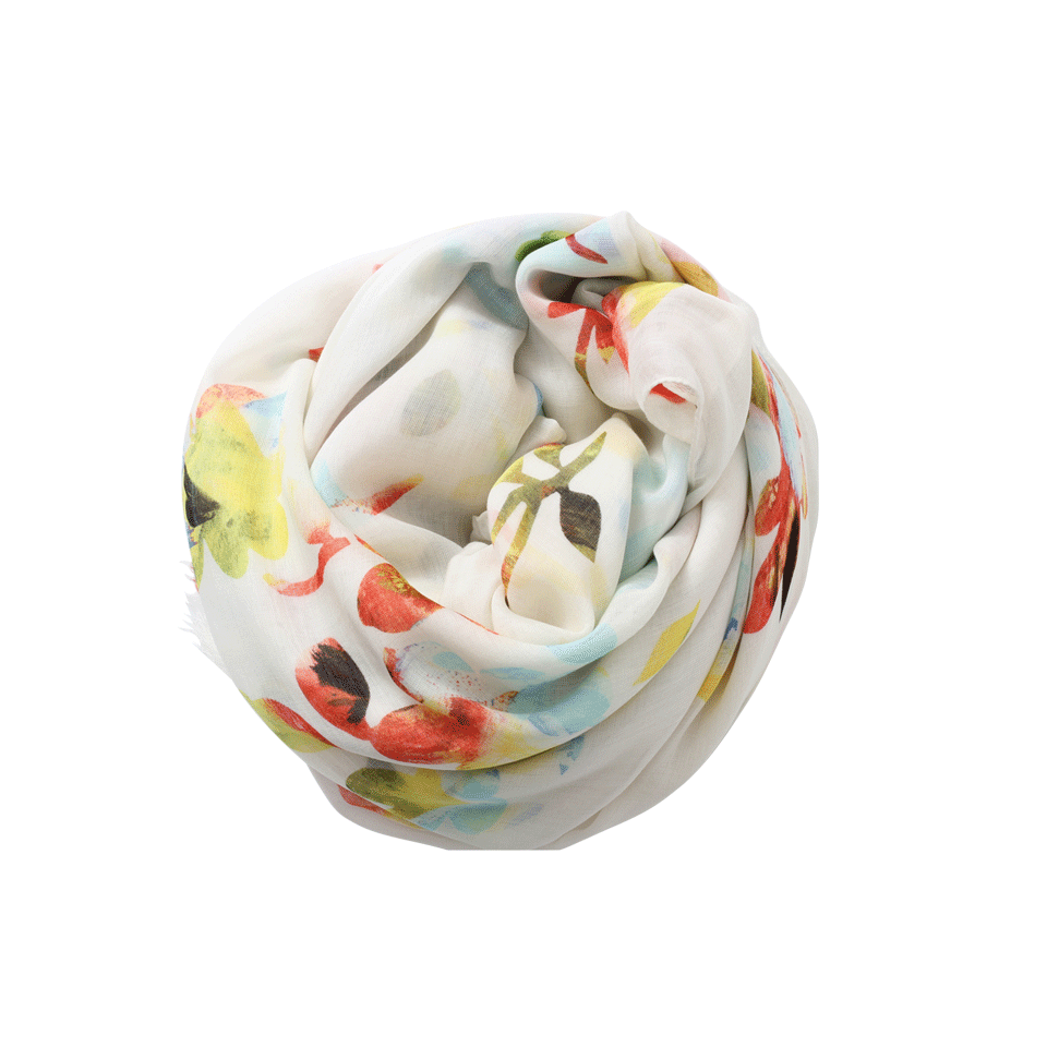 OSCAR DE LA RENTA-Bright Impasto Floral Scarf-MARIGOLD