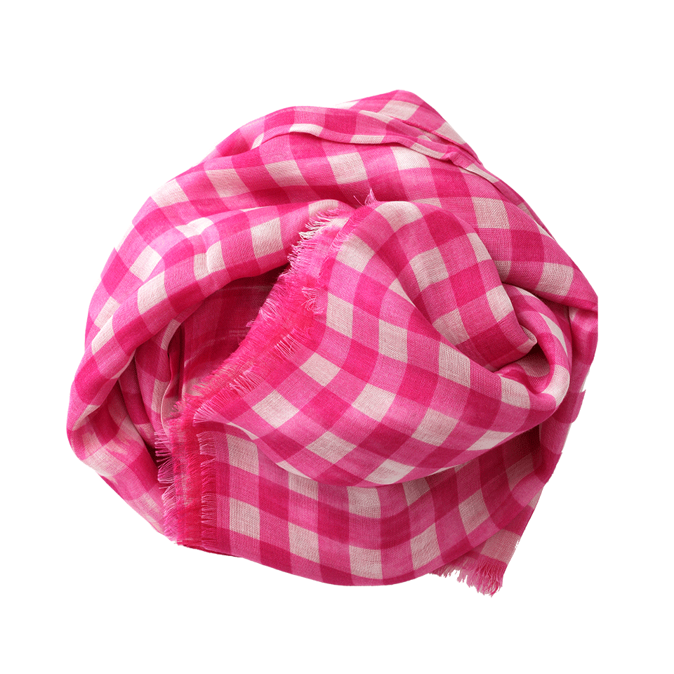 OSCAR DE LA RENTA-Gingham Ikat Print Scarf-PINK