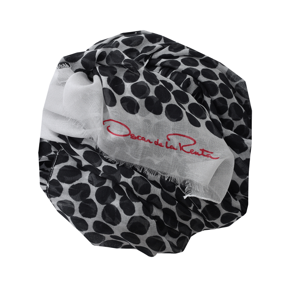 OSCAR DE LA RENTA-Blot Dot Print Scarf-WHT/BLK