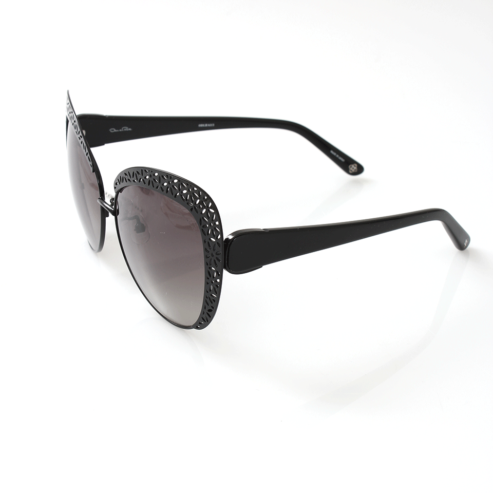 OSCAR DE LA RENTA-Floral Cat Eye Sunglasses-BLACK