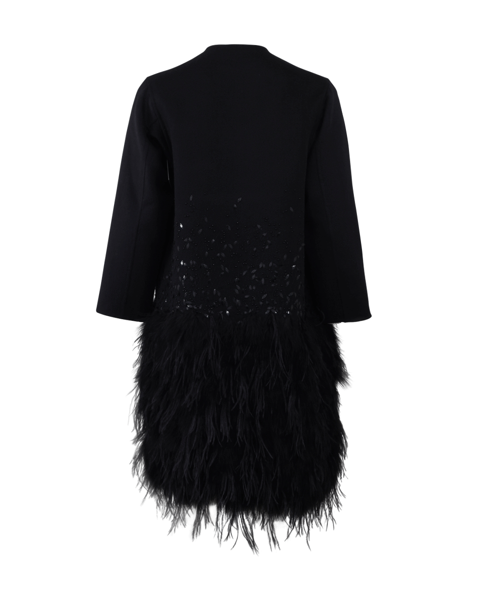 OSCAR DE LA RENTA-Cashgora Ostrich Feather Coat-BLACK