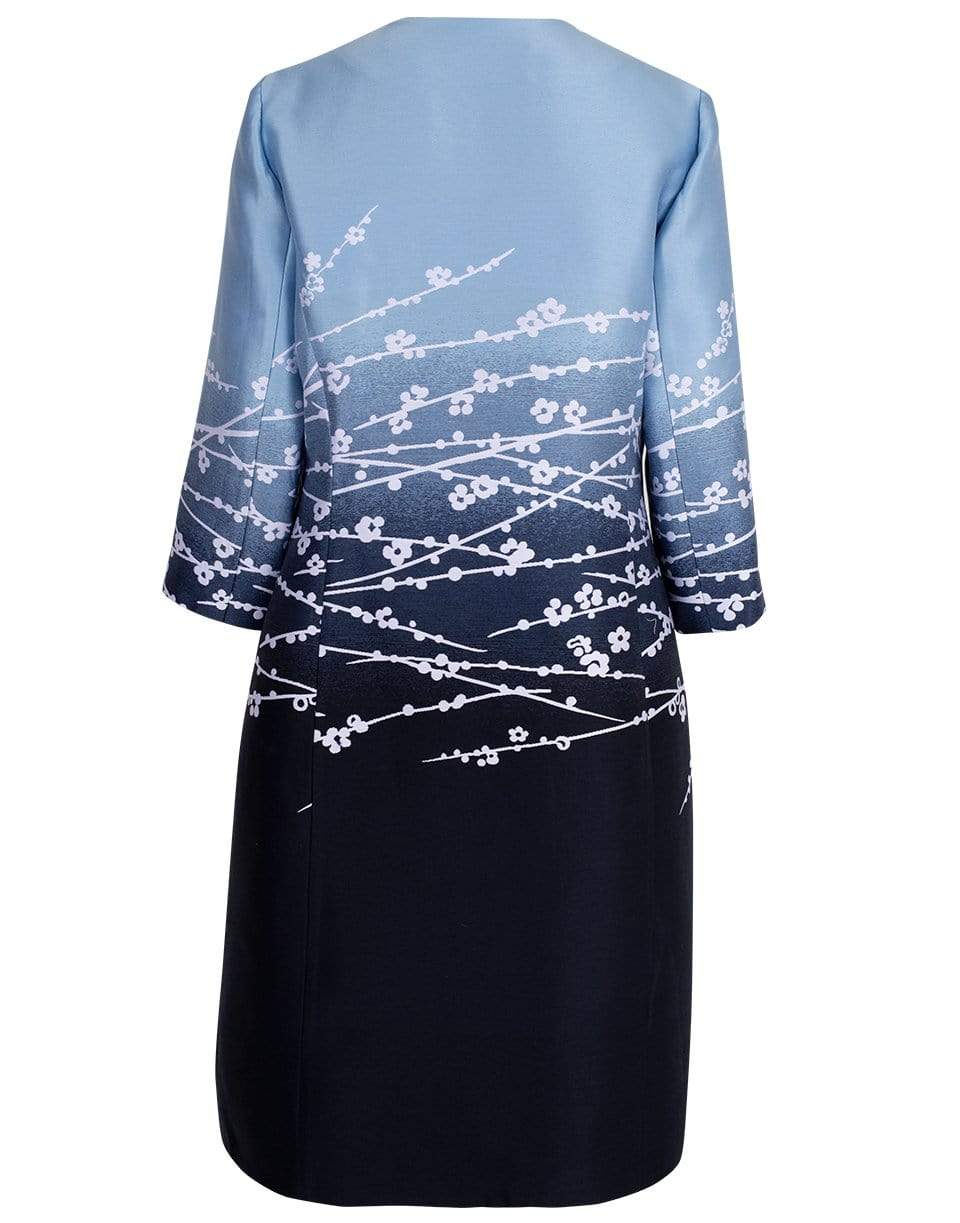 OSCAR DE LA RENTA-Dip Dye Cherry Blossom Jacquard Coat-INDIGO