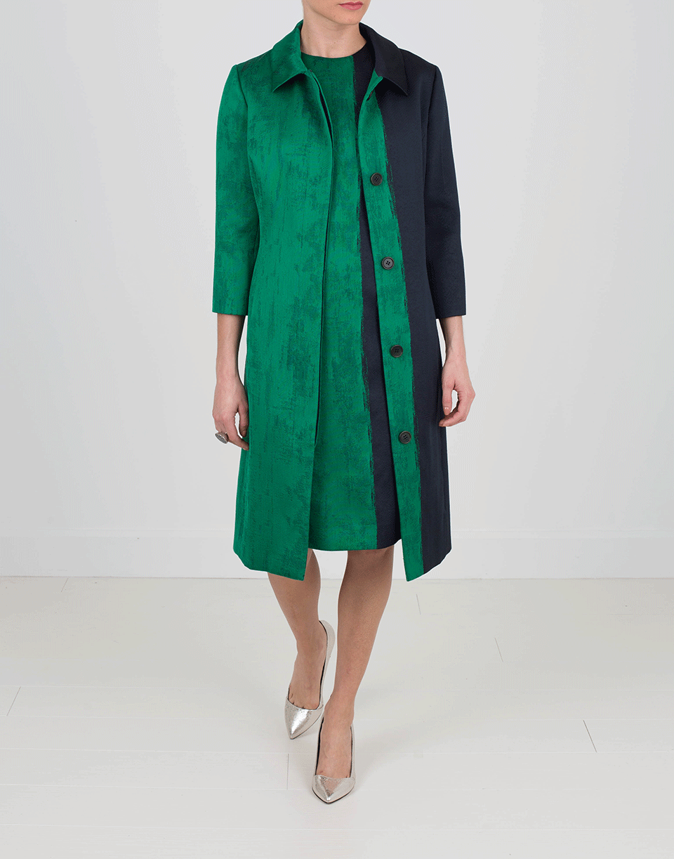 OSCAR DE LA RENTA-Bi-Color Coat-NVY/GRN
