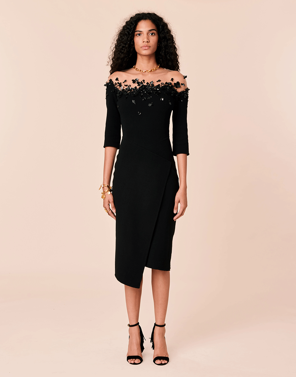 OSCAR DE LA RENTA-Illusion Slim Dress-BLACK