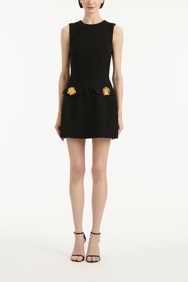 Tweed Day Suit Dress-BLACK-2-CLOTHINGDRESSCASUAL-OSCAR DE LA RENTA