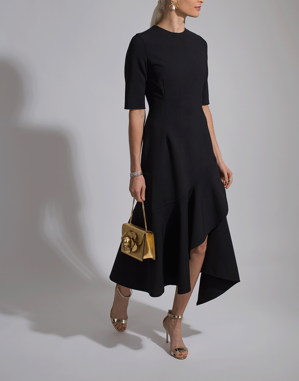OSCAR DE LA RENTA-Crewneck Drape Bottom Dress-