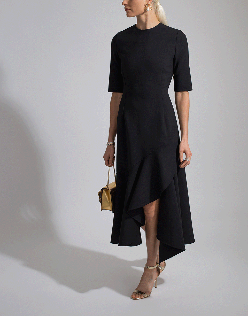 OSCAR DE LA RENTA-Crewneck Drape Bottom Dress-