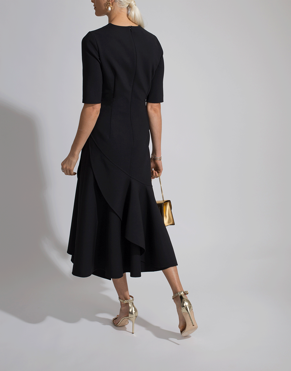 OSCAR DE LA RENTA-Crewneck Drape Bottom Dress-