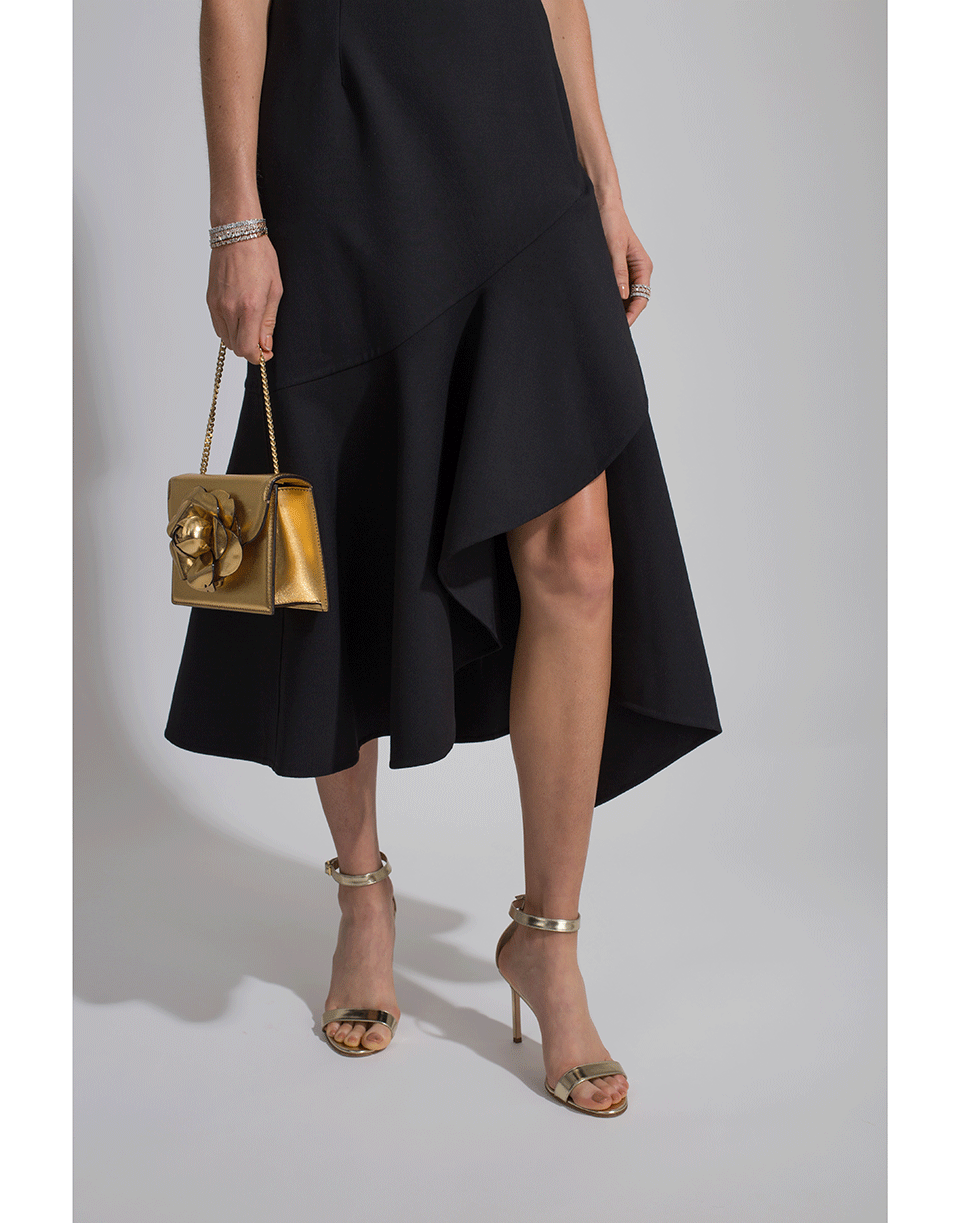 OSCAR DE LA RENTA-Crewneck Drape Bottom Dress-