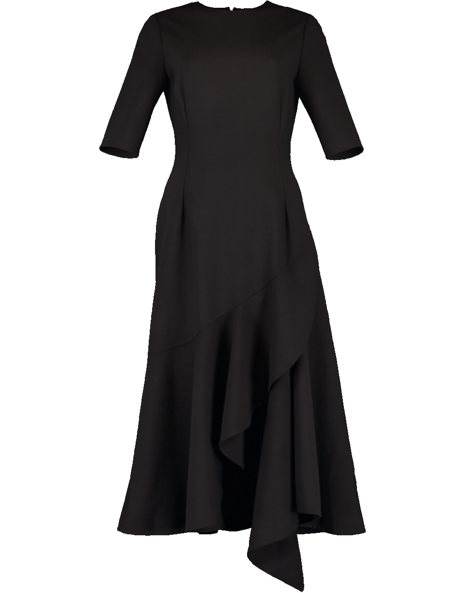 OSCAR DE LA RENTA-Crewneck Drape Bottom Dress-