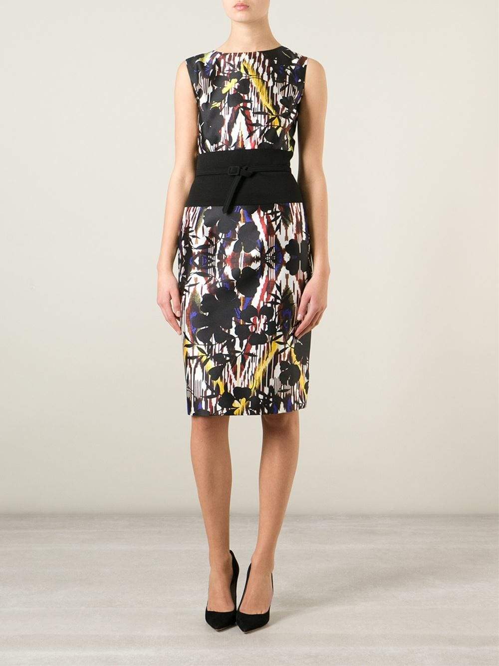 OSCAR DE LA RENTA-Tropical Mikado Dress-BLACK