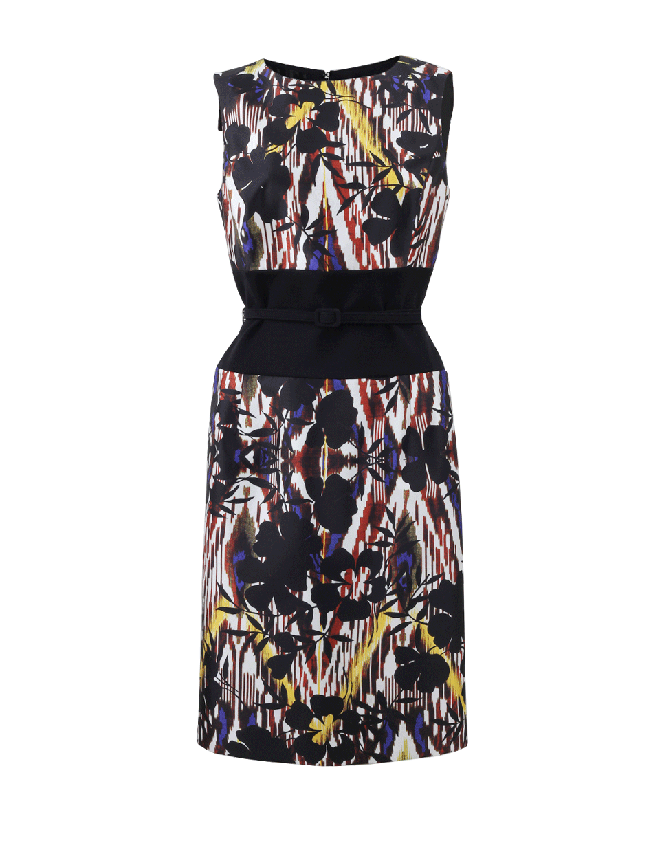 OSCAR DE LA RENTA-Tropical Mikado Dress-BLACK