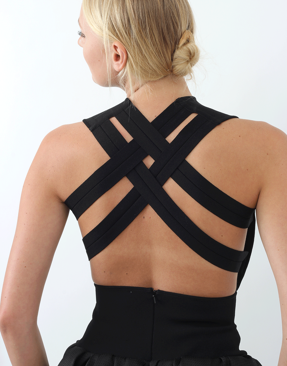 OSCAR DE LA RENTA-Open Back Jersey Dress-BLACK