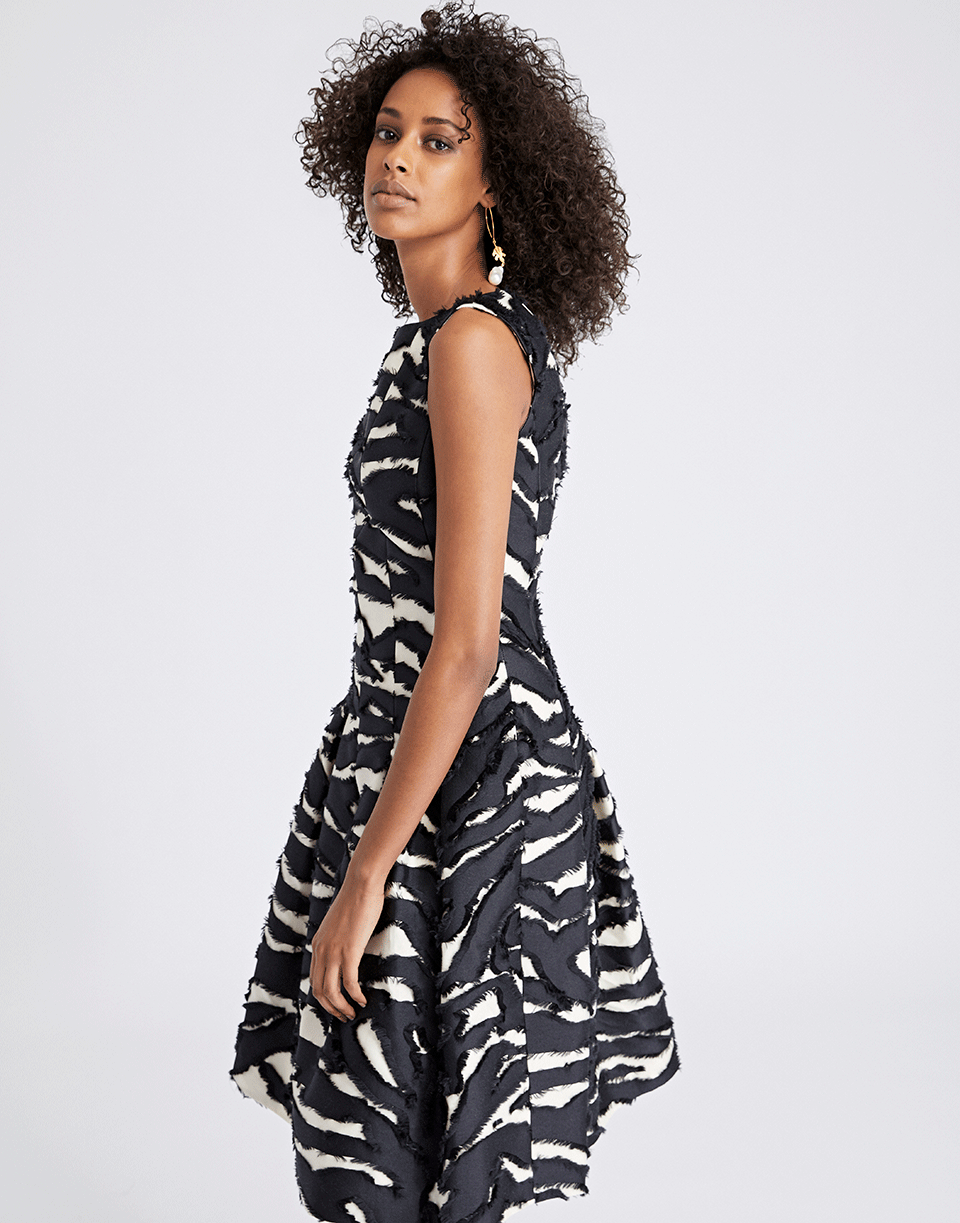 OSCAR DE LA RENTA-Zebra Print Flared Dress-