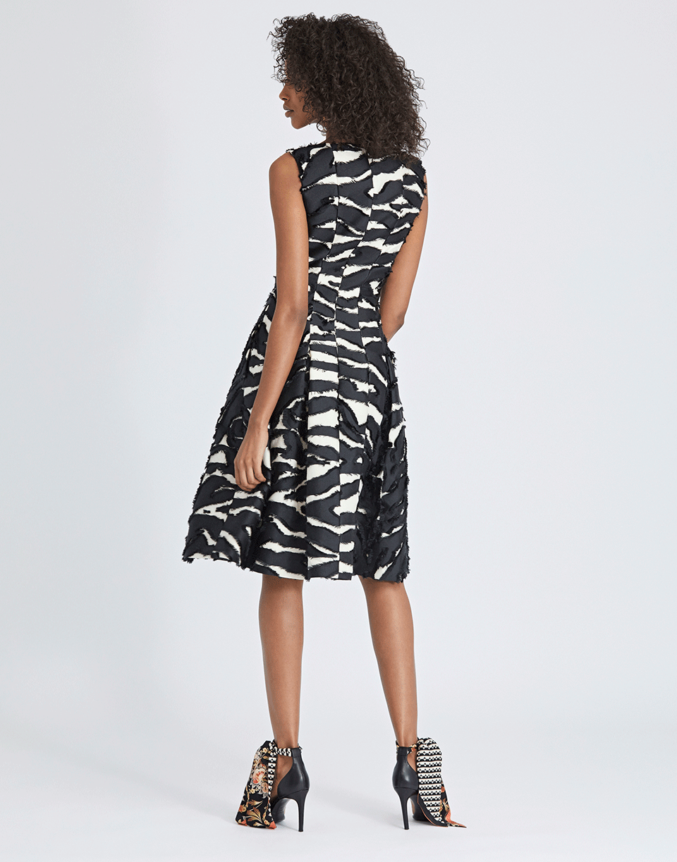 OSCAR DE LA RENTA-Zebra Print Flared Dress-