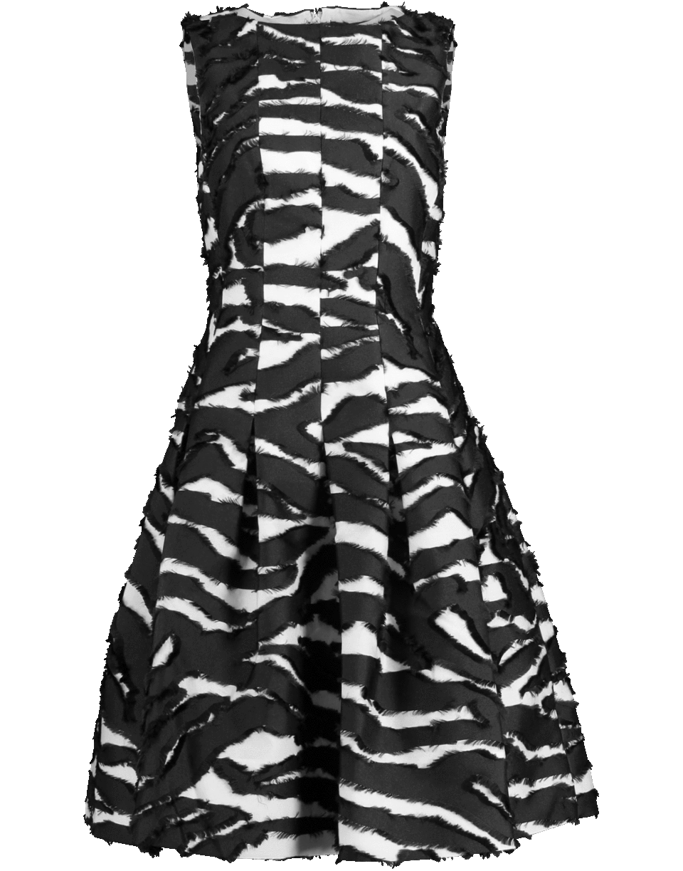 OSCAR DE LA RENTA-Zebra Print Flared Dress-