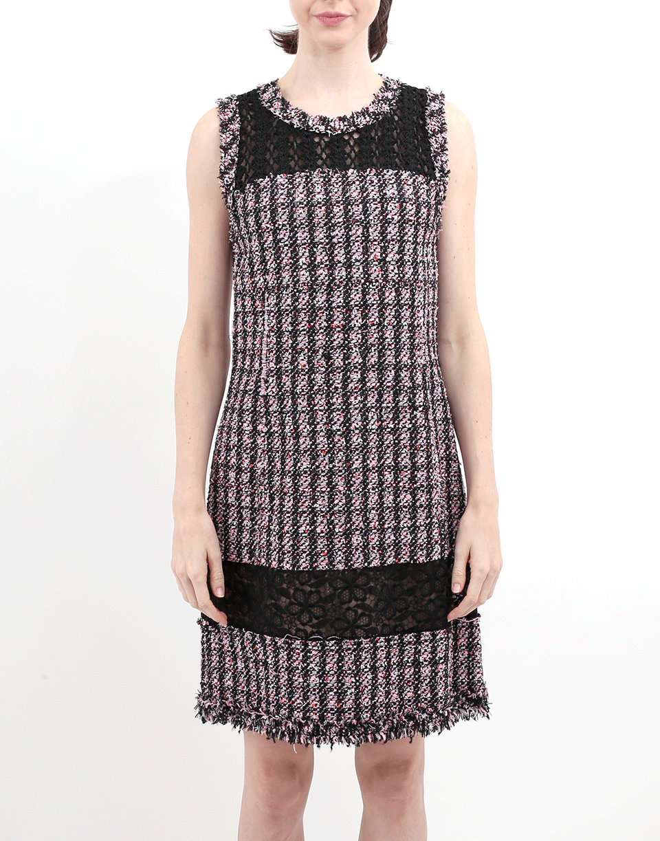 OSCAR DE LA RENTA-Tweed Macrame Dress-