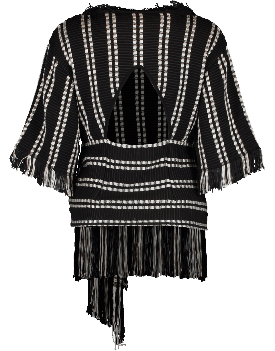 OSCAR DE LA RENTA-Fringe Bottom Open Back Knit-