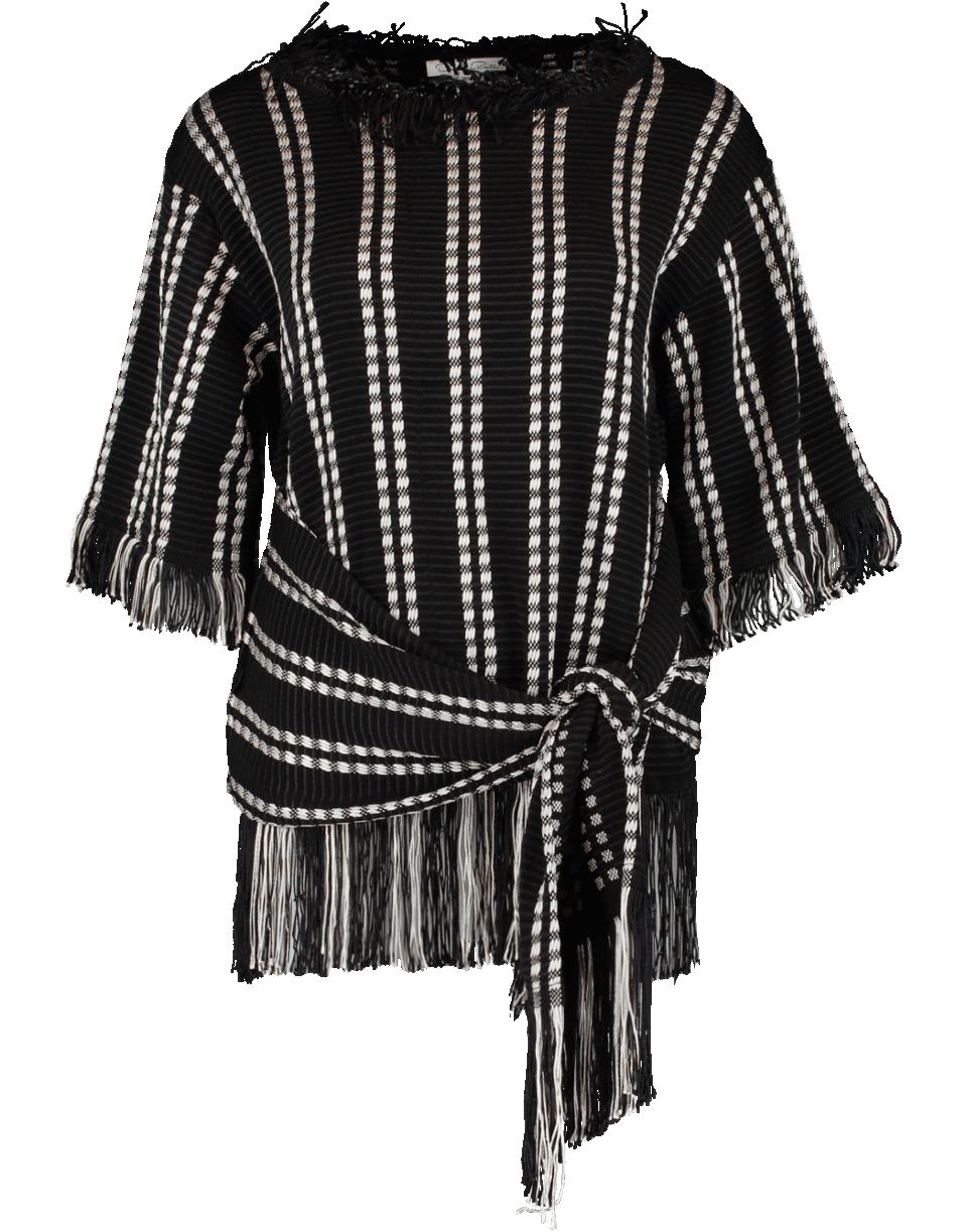 OSCAR DE LA RENTA-Fringe Bottom Open Back Knit-