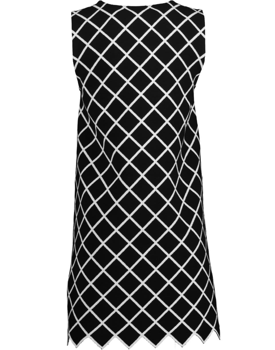 OSCAR DE LA RENTA-Zigzag Sleeveless Windowpane Knit Dress-