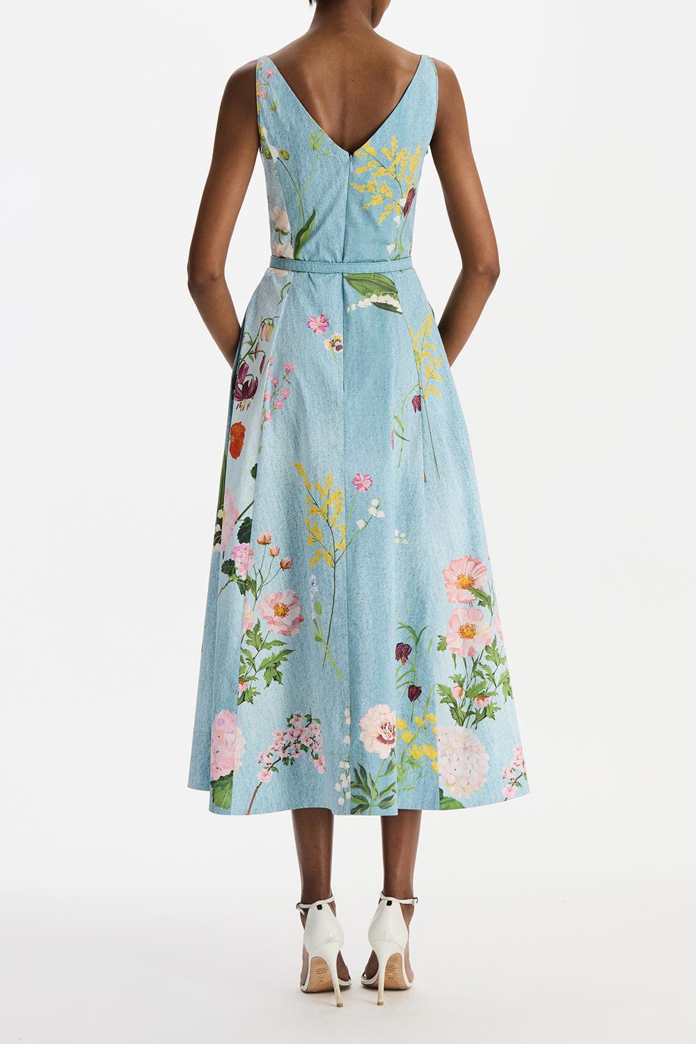 Botanical Poplin Dress-BLUE-2-CLOTHINGDRESSCASUAL-OSCAR DE LA RENTA
