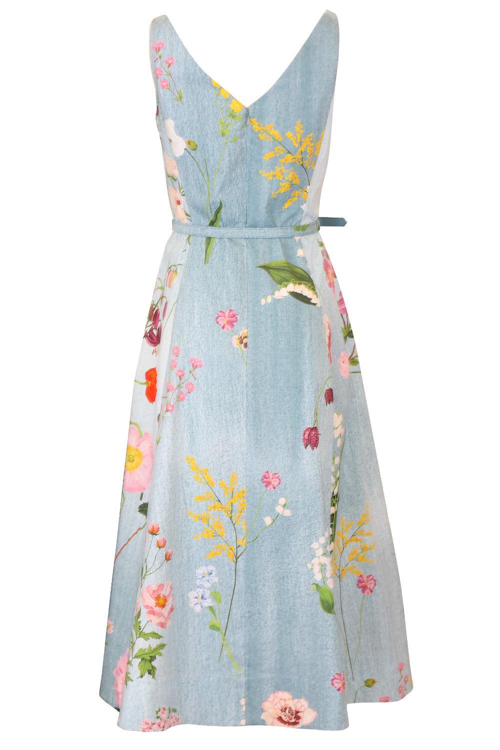 Botanical Poplin Dress-BLUE-2-CLOTHINGDRESSCASUAL-OSCAR DE LA RENTA