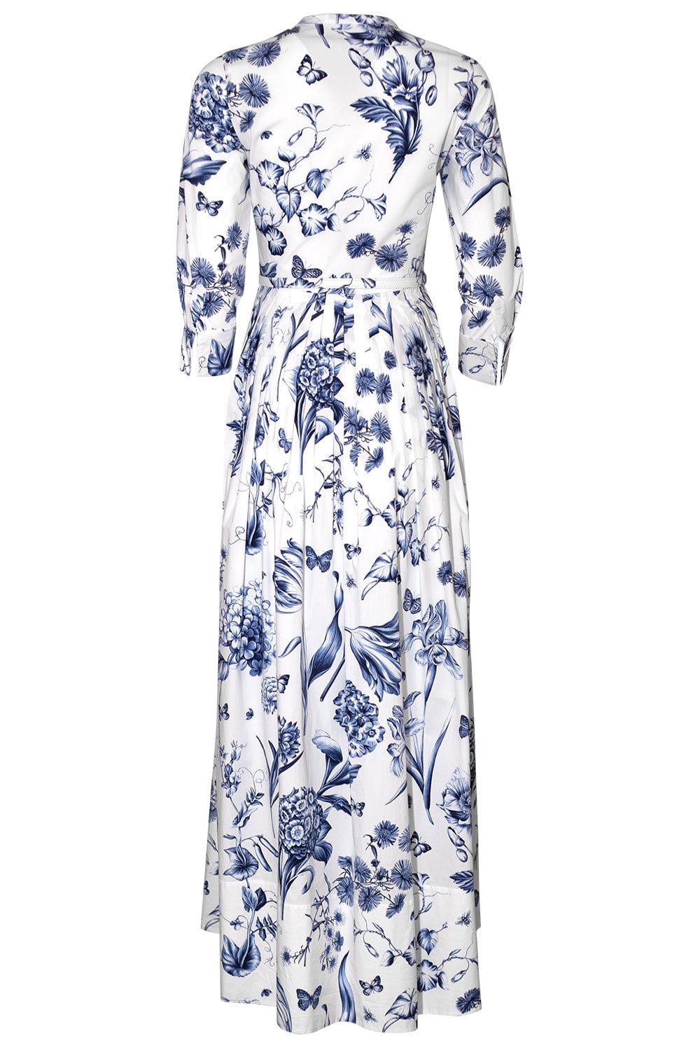 OSCAR DE LA RENTA-Floral Toile Dress-BLUE