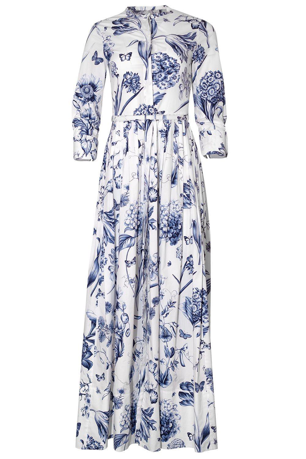 OSCAR DE LA RENTA-Floral Toile Dress-BLUE