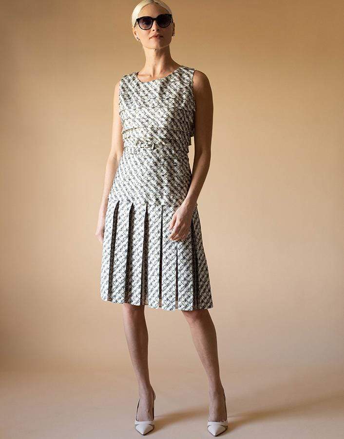 OSCAR DE LA RENTA-Tiered Printed Dress-BROWN