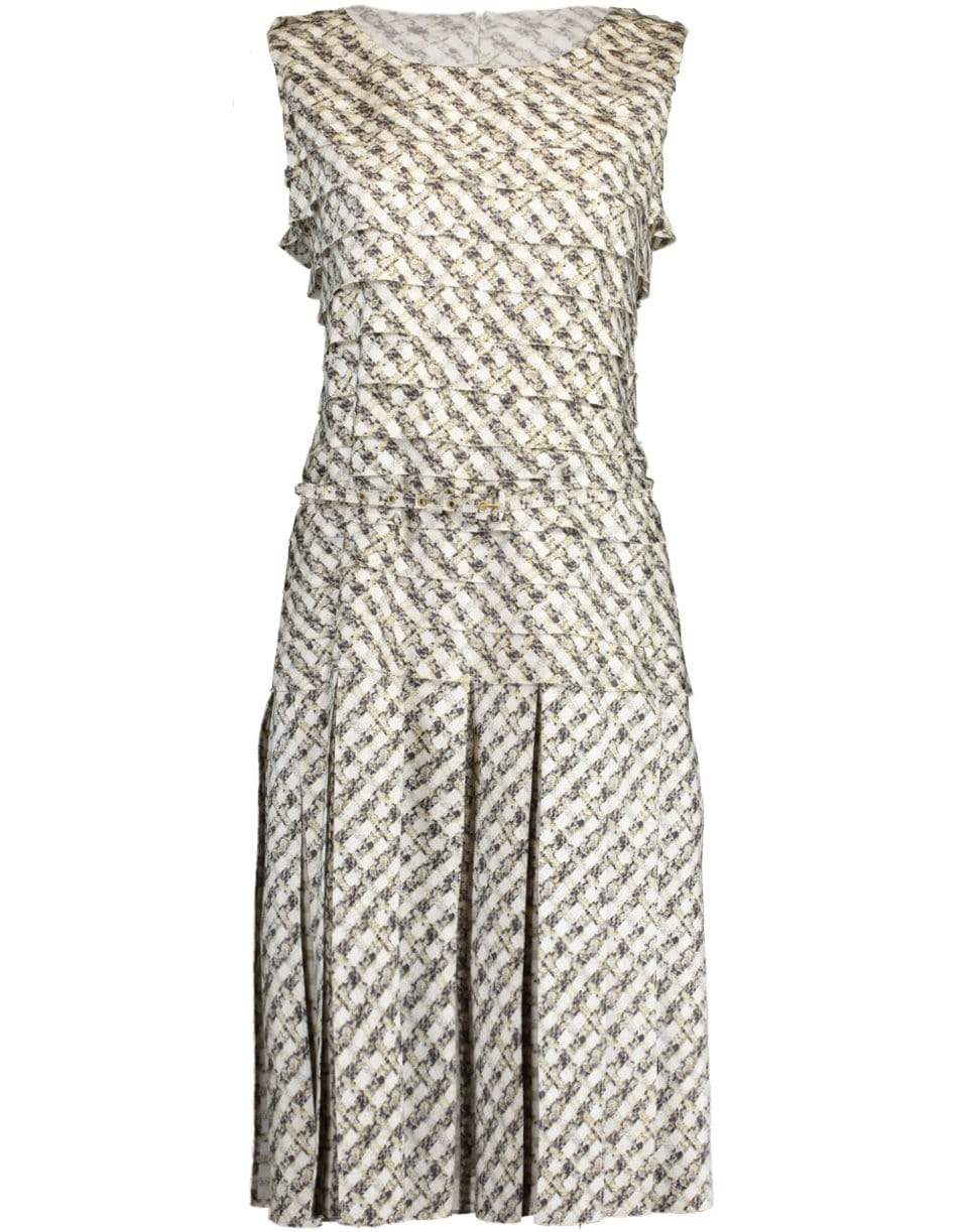OSCAR DE LA RENTA-Tiered Printed Dress-BROWN