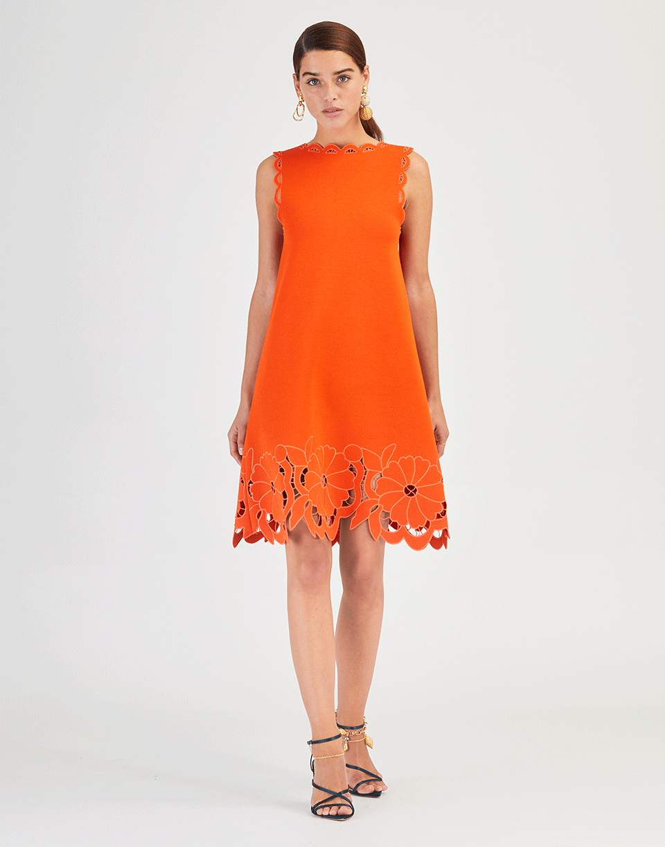 OSCAR DE LA RENTA-Sleeveless Crewneck Cut Out Hem Dress-
