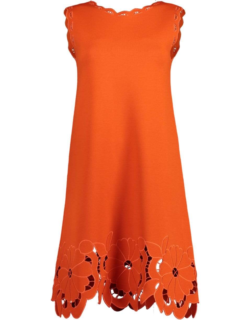 OSCAR DE LA RENTA-Sleeveless Crewneck Cut Out Hem Dress-