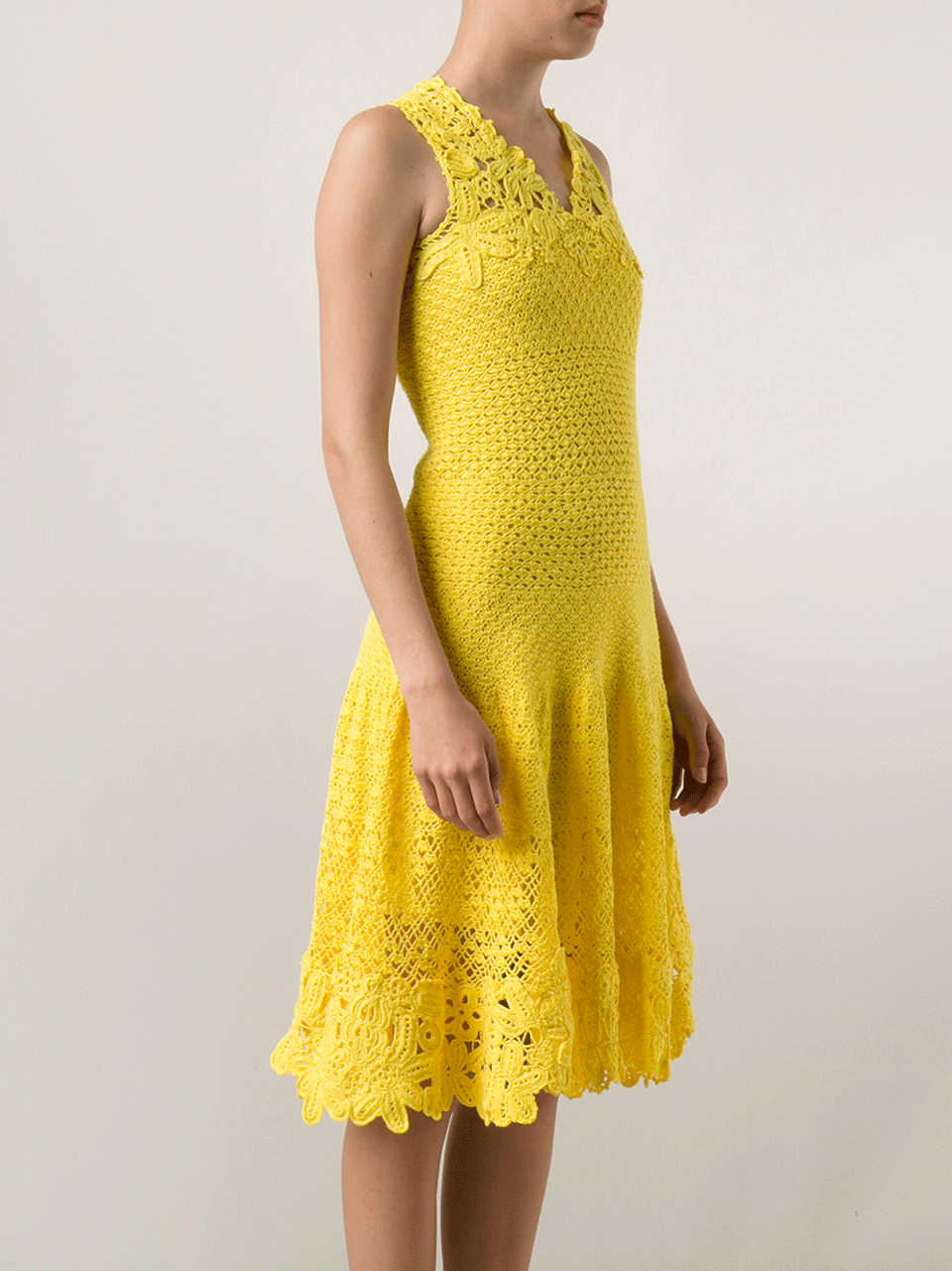 OSCAR DE LA RENTA-Drop Waist Crochet Dress-