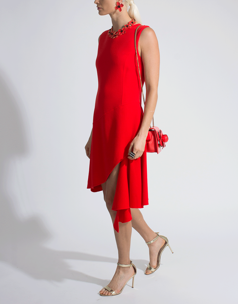 OSCAR DE LA RENTA-Drape Hem Crewneck Dress-